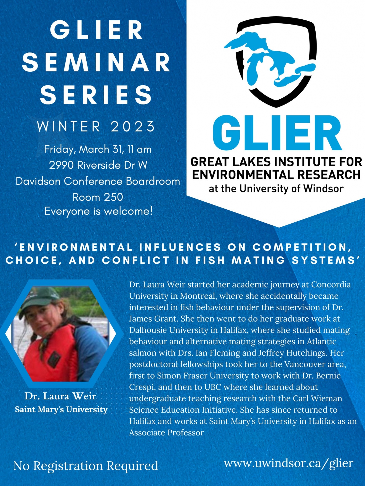 Poster for Dr. Laura Weir Seminar