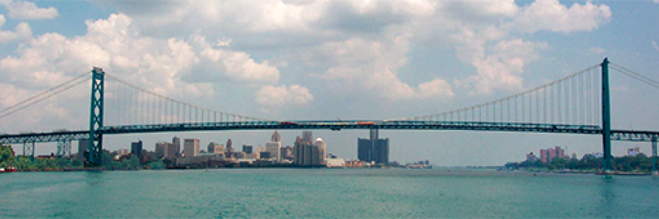 Ambassador Bridge and the Detroit River