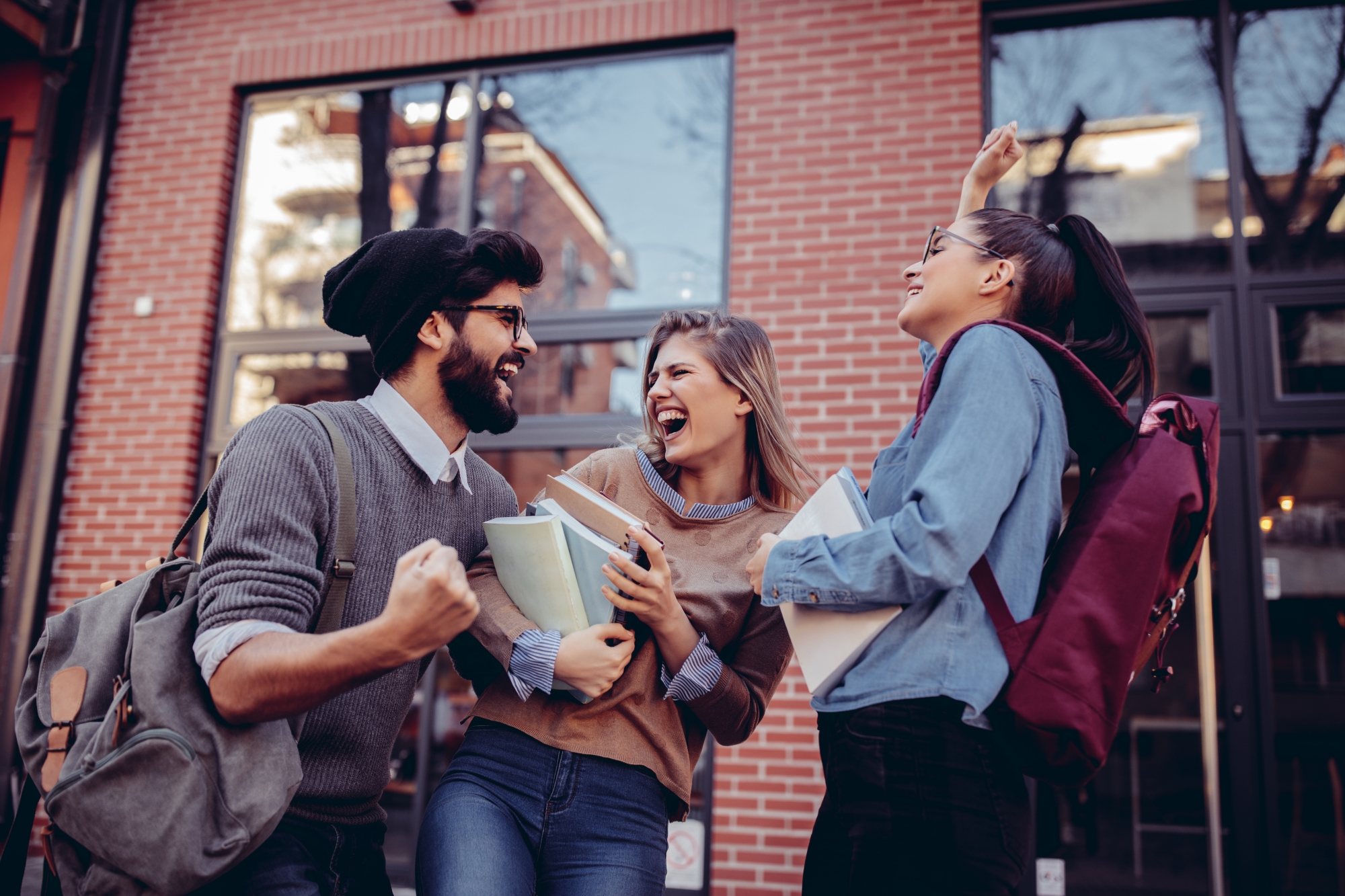 Students celebrating their success