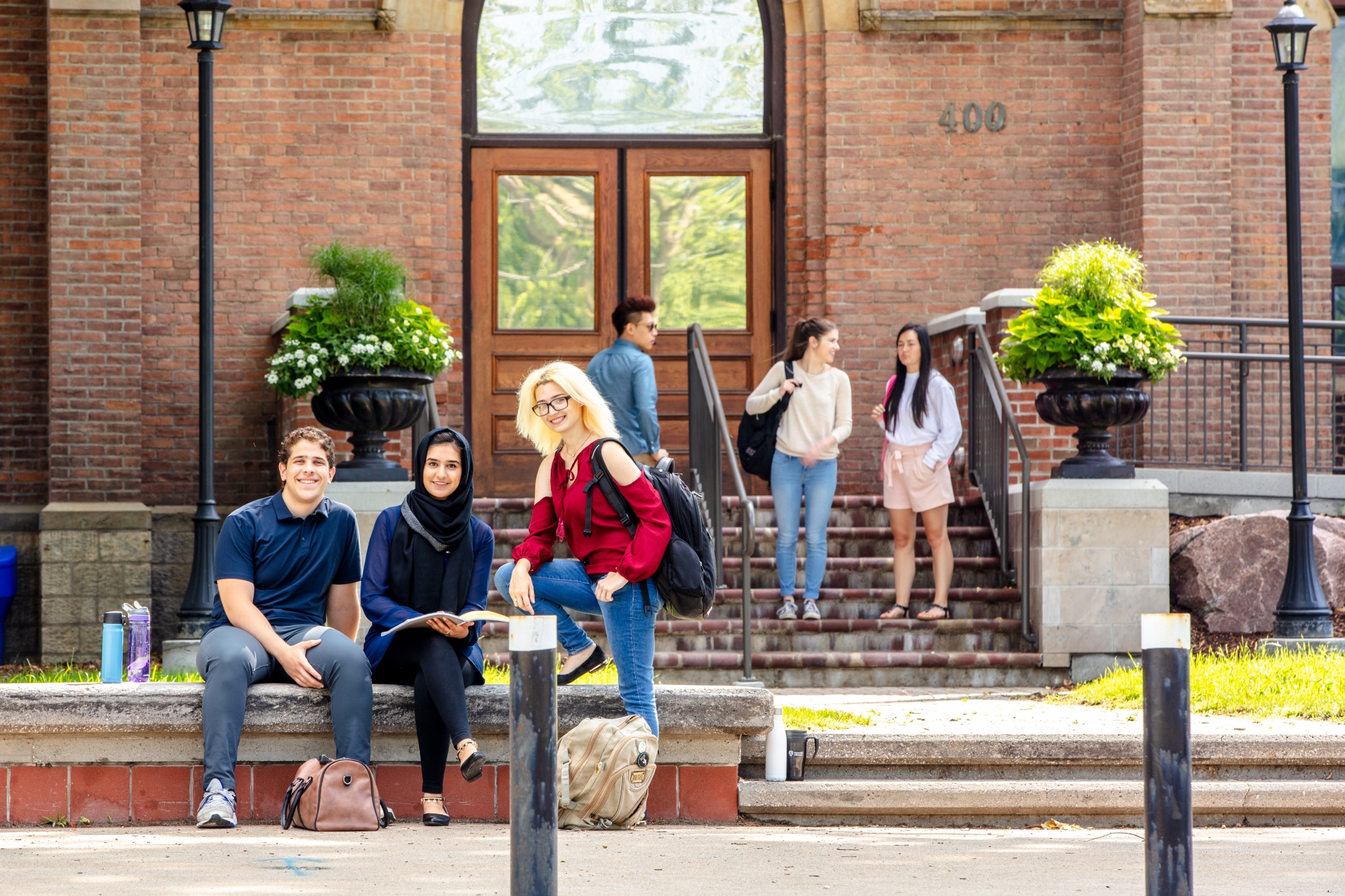 Students walking in the university