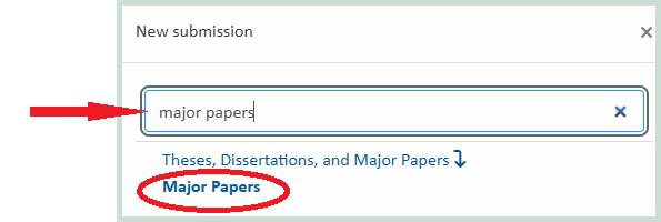 Upload instructions - select collection Major Papers