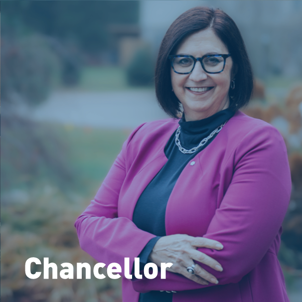 UWindsor Chancellor Dr. Mary Jo Haddad wearing a pink blazer