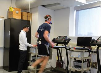 Student completing fitness test