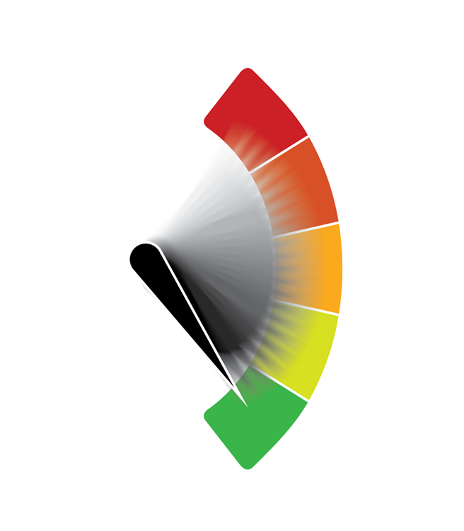 Needle showing level on a generic meter