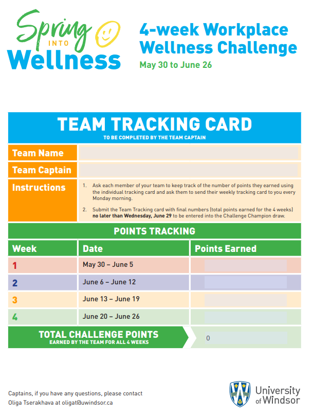 Team Tracking Card