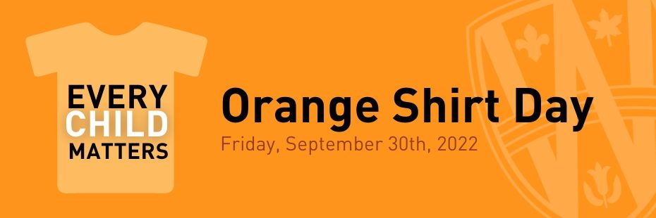 Orange shirt Day text on an orange banner