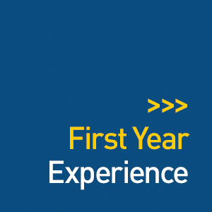 First Year Experience text on blue background