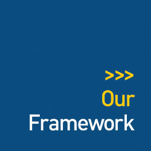 Our Framework text on blue background