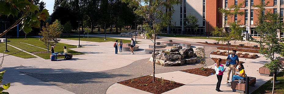 Turtle Island walkway with students