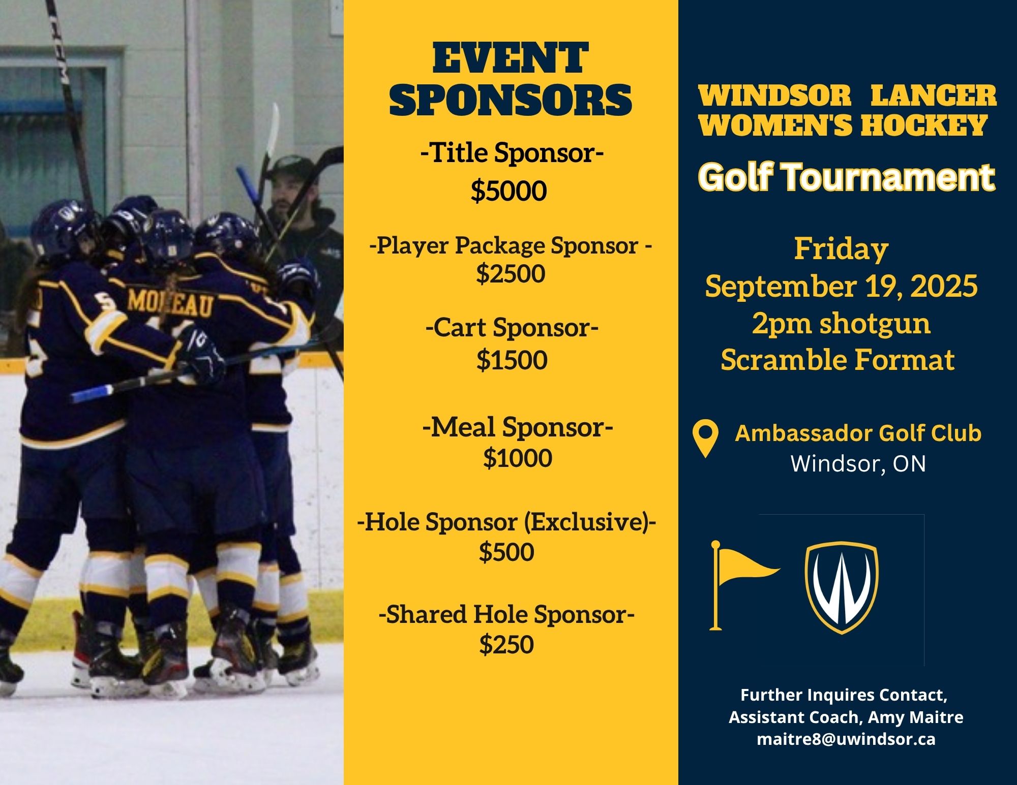 Lancer Women's Hockey Golf Tournament - Sponsorship package descriptions and amounts