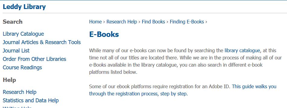 Leddy library screenshot