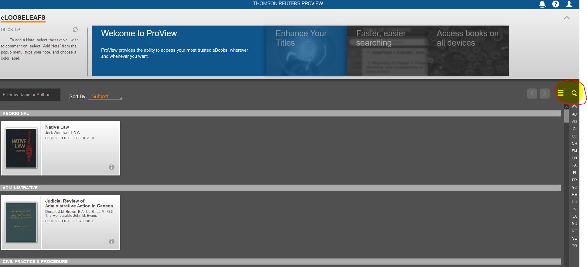 ProView homepage screenshot