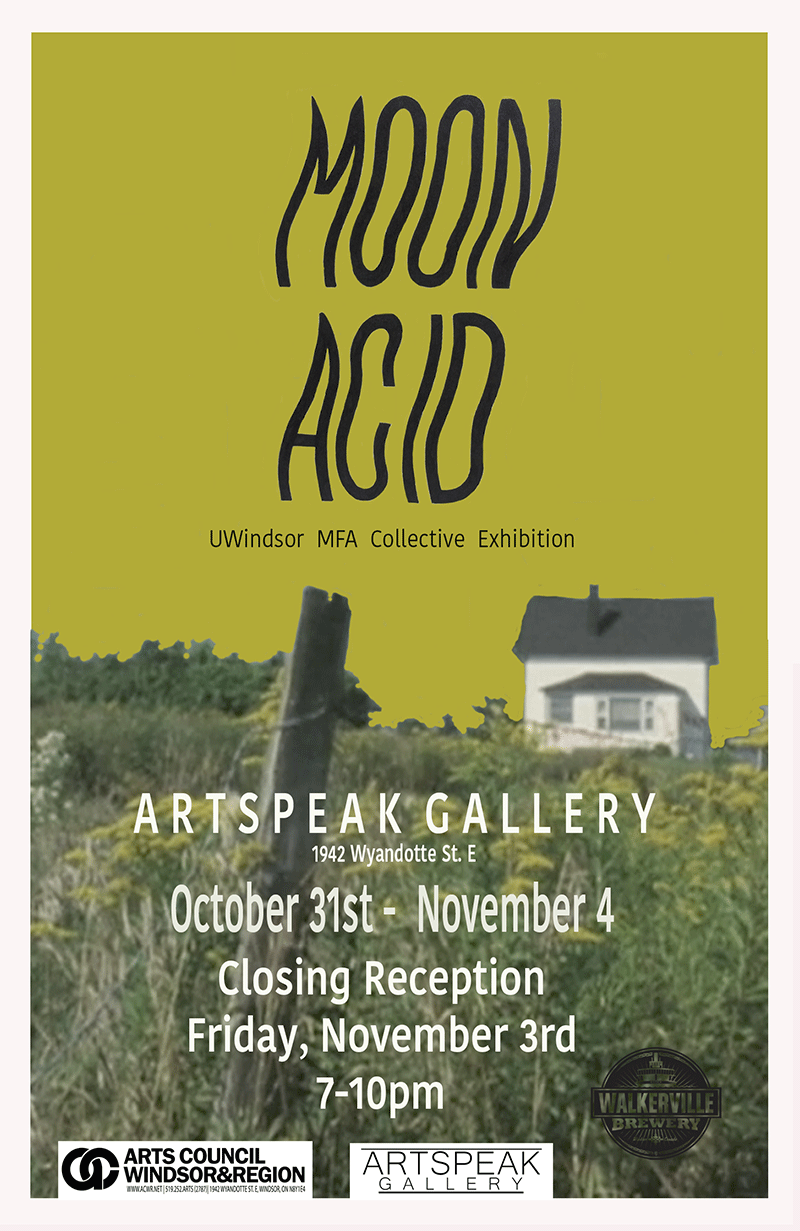 Poster for "Moon Acid" the MFA Visual Arts collective exhibition