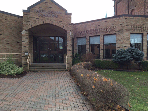 Photo of the north entrance to Assumption Hall