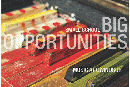 Music at UWindsor banner with colourful keyboard image