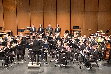 University Wind Ensemble performing in the Capitol Theatre, 2019