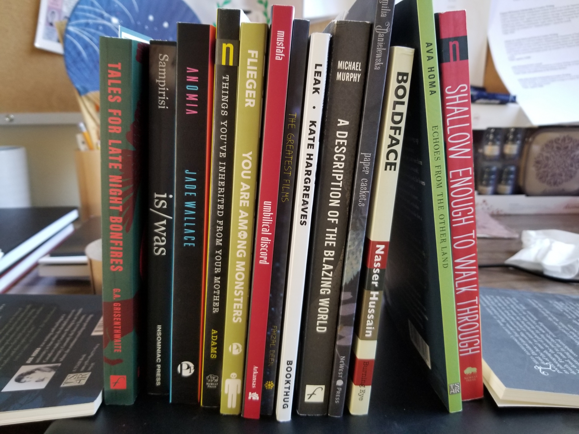 Spines of the books listed below in this article