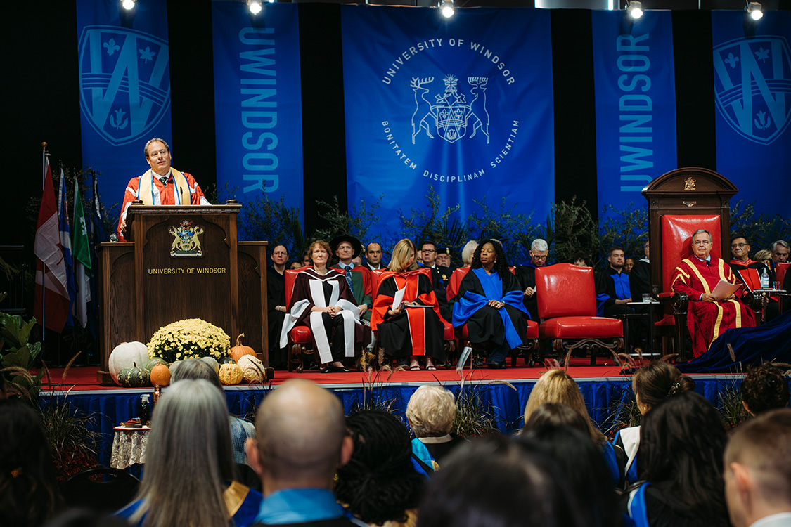 President J.J. McMurtry addresses graduating students at Convocation.