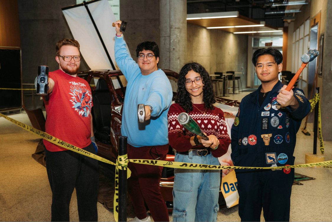 Students at Engineering Students' Society charity car smash