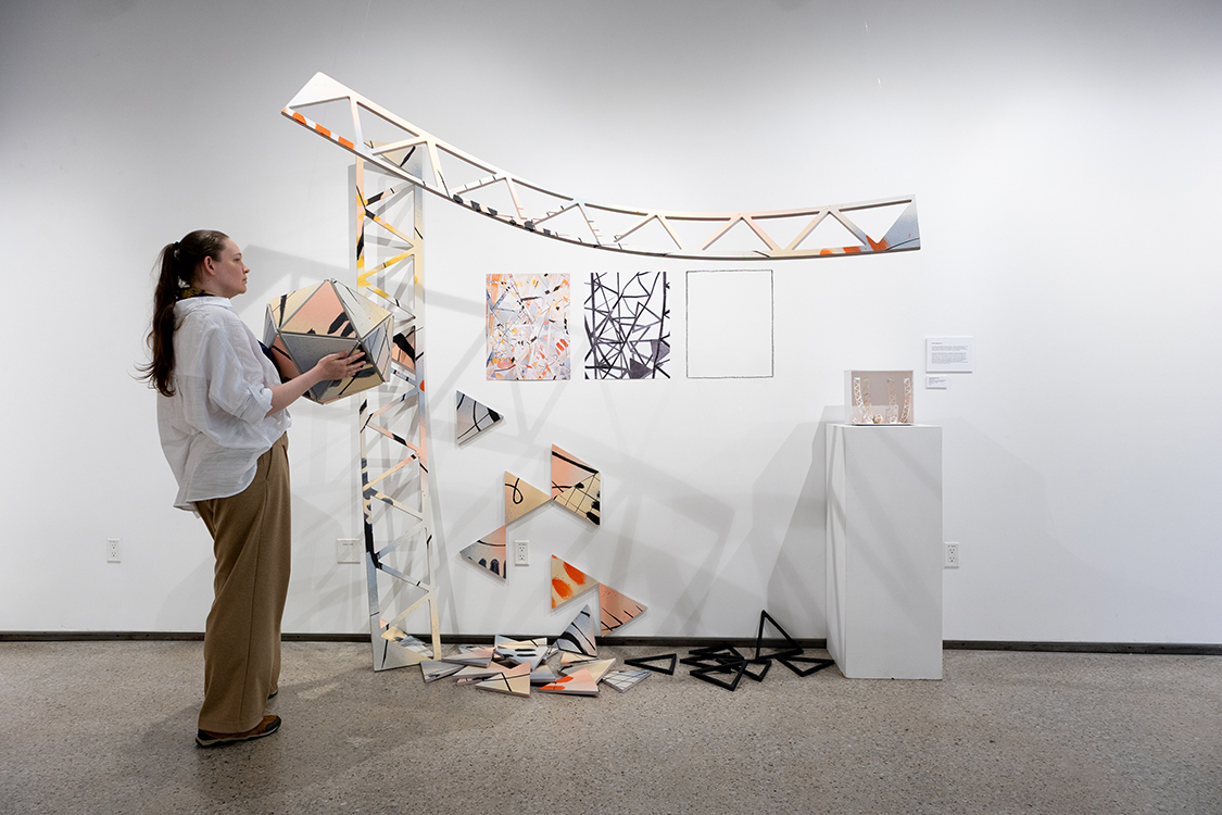 Sarah Smitherman adds the final details to <em>Sight Unseen</em>, a site-specific installation that investigates material use and manipulation.