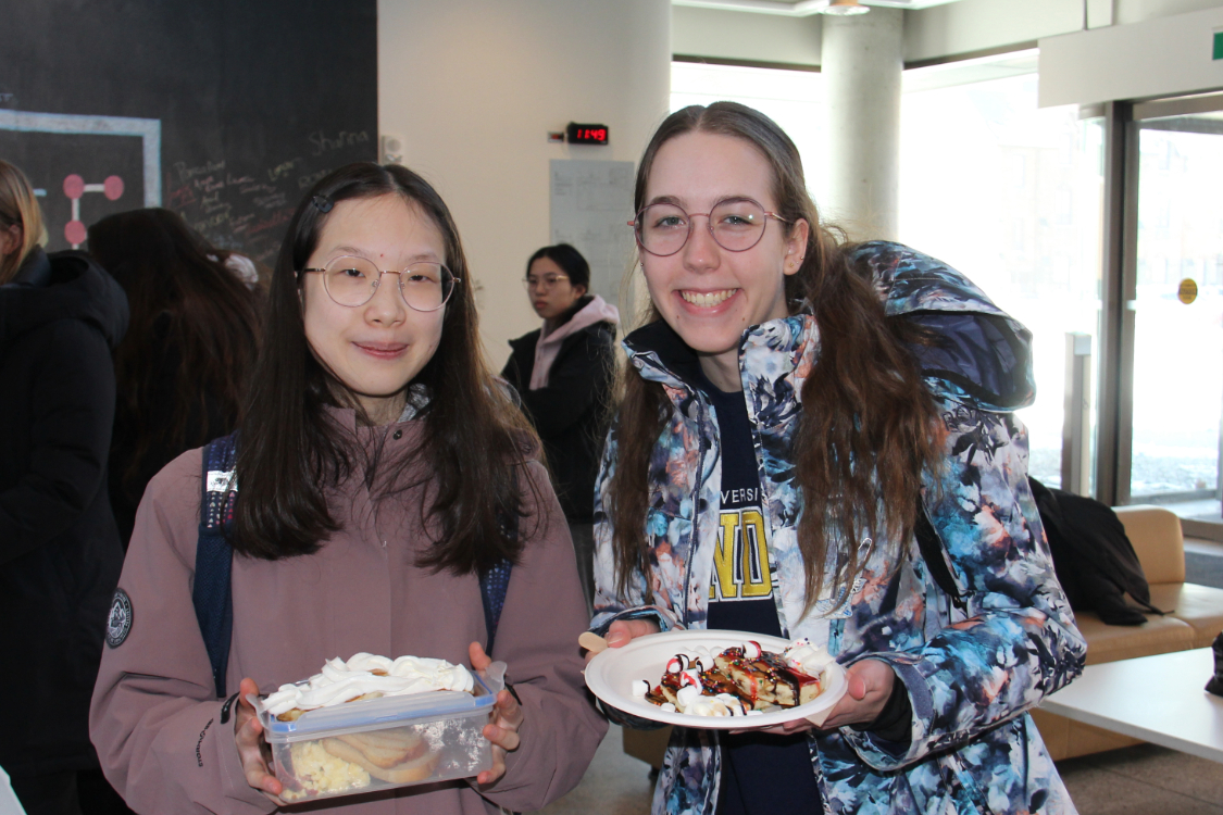 Students with pancakes