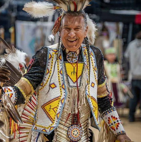 Dancers at the pow wow held in the University of Windsor's Toldo Lancer Centre.