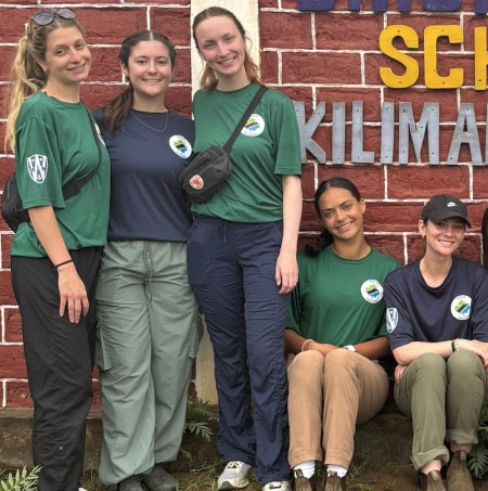 A group of students outside a school in Tanzania