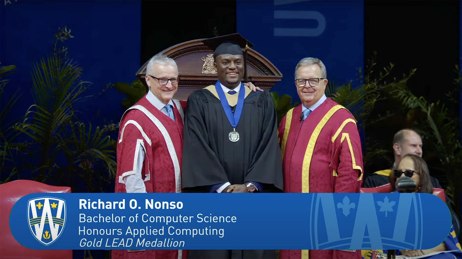 Screenshot from UWindsor convocation live stream video.