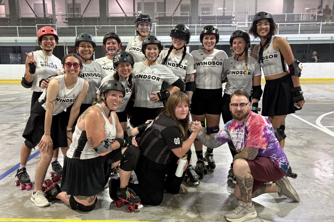 group photo of Windsor Roller Derby team