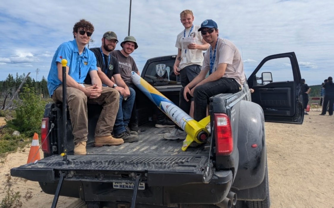 University of Windsor rocketry team's rocket takes off at Launch Canada 2025 in Timmins, Ont. (Courtesy Mark Gryn)