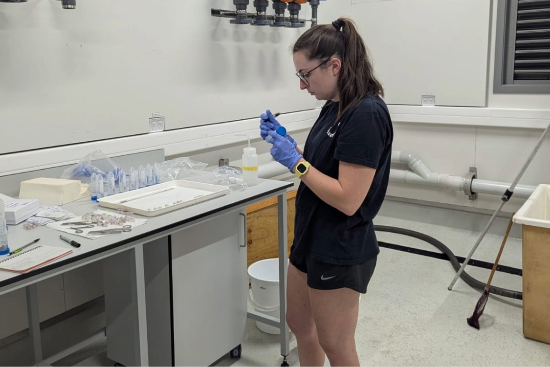 Riley Beach in the lab in New Zealand