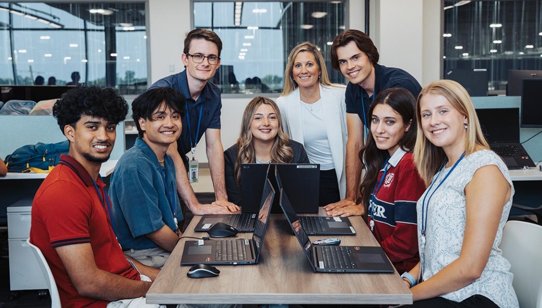 Engineering co-op students with employer supervisor