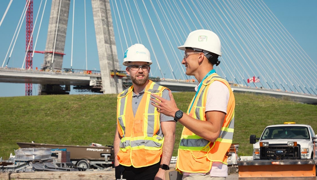 Kiefer Wright and Tad Czubernat at construction site