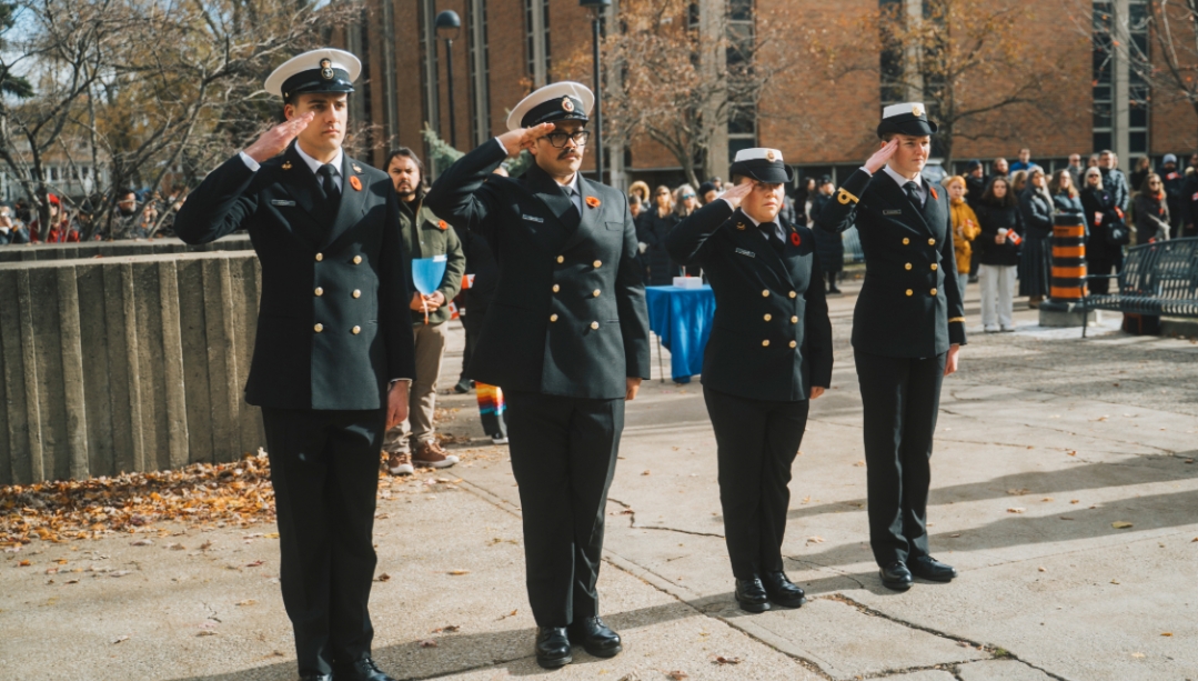 Serving Scholars in the Royal Canadian Navy at a Remembrance Day Ceremony