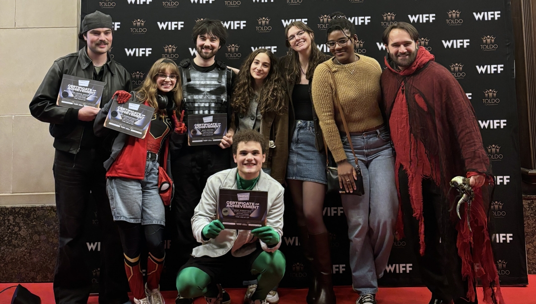 Team &quot;JettFlicks&quot; celebrates their awards at the 2025 Mark Boscariol 48-Hour FlickFest.