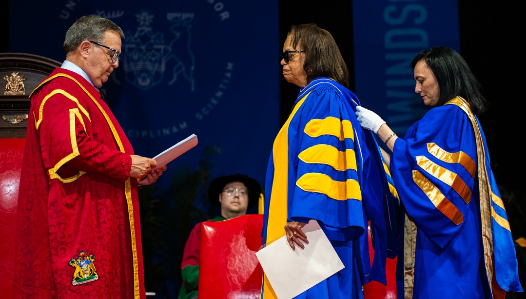Honorary degree bestowed upon candidate at June 2025 Convocation ceremony.
