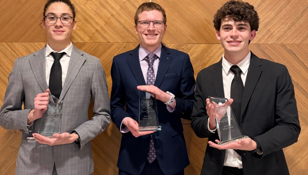 second-year mechanical engineering students Kai Luong, Owen Lebel and Andrew Raoux