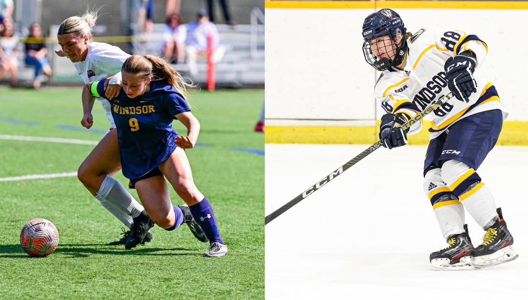 Windsor Lancers Women's Soccer and Women's Hockey teams in action.