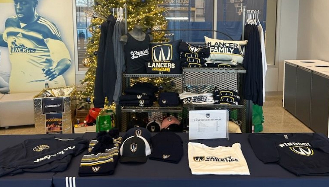 Windsor Lancers merchandise pop-up sale booth.