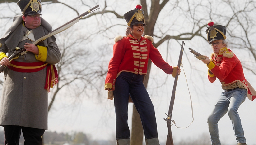 Host Roxana Rangel is shown with guest Kevin McDonald at Fort Malden National Historic Site in Amherstburg.  