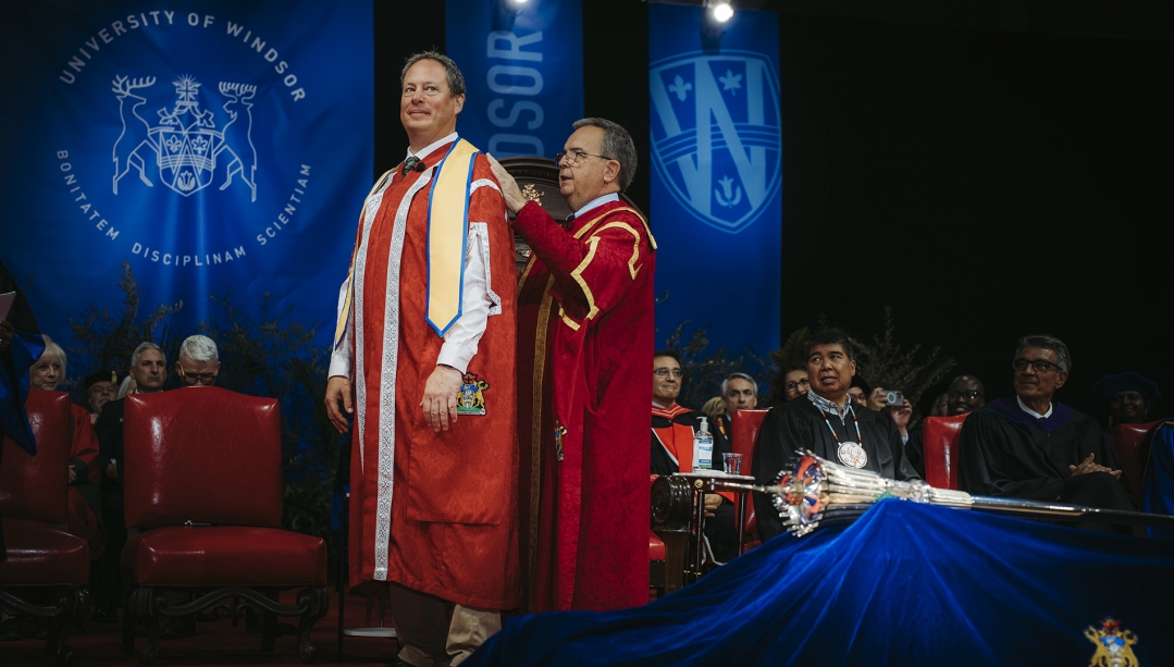Chancellor Dwight Duncan installs President J.J. McMurtry at 2025 Fall Convocation.