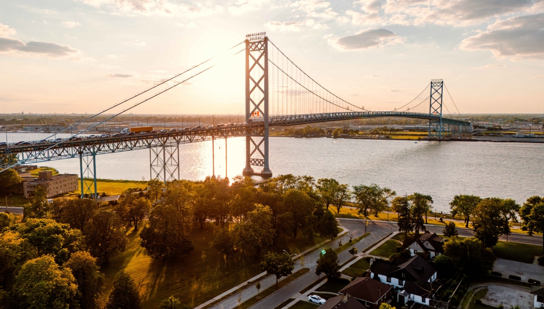 Ambassador bridge at sunrise