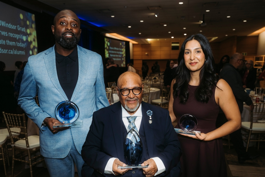 Alumni award winners (from left) Kurt Michael Downes, Dr. Bryan E. Walls and Mandeep Bumbra