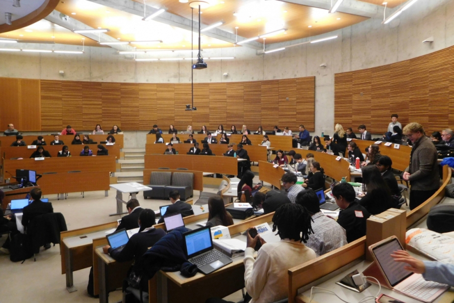 More than 65 high school students from across Windsor-Essex spent a day as international delegates, debating global issues and negotiating resolutions.