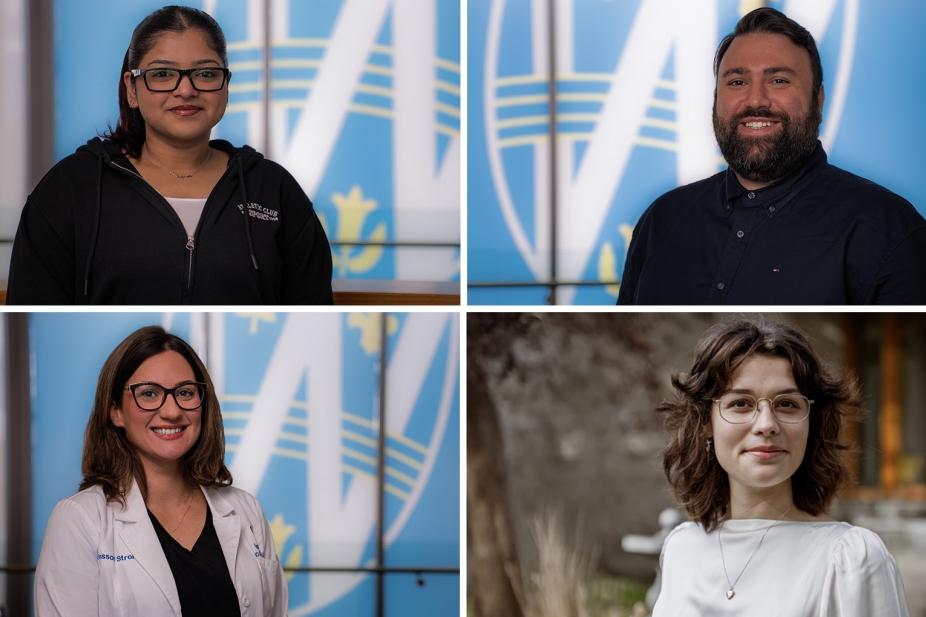 Photos of the winners of the 2025 GA/TA Awards: Saba Memon, Ronnie Haidar, Mary Strong and Brennen Siemens.