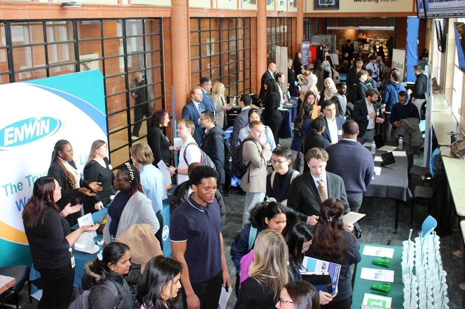 image of students and employers at job fair