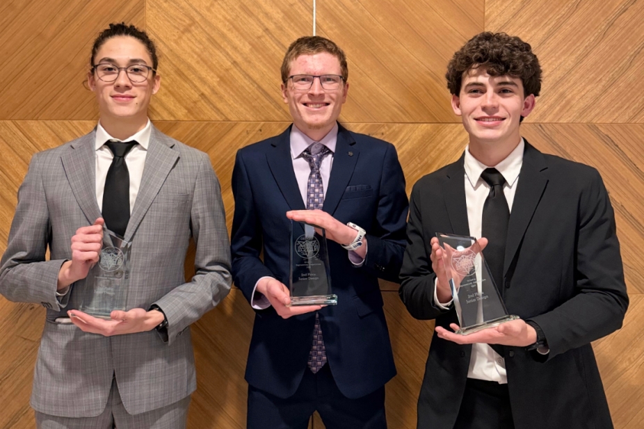 second-year mechanical engineering students Kai Luong, Owen Lebel and Andrew Raoux