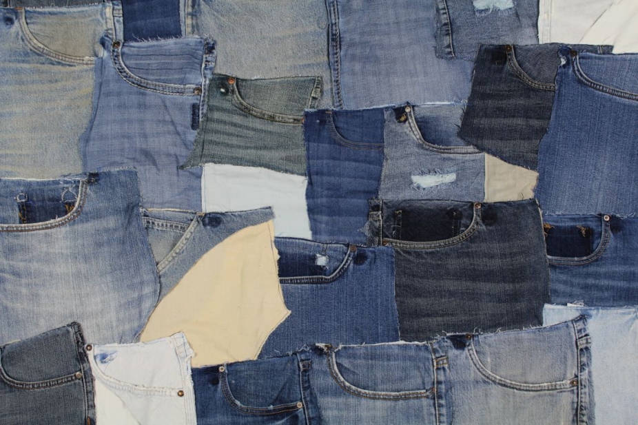 Artwork by Sav Riley made of pieces of denim
