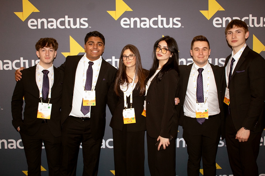 Photo fo Enactus Windsor team members at awards ceremony