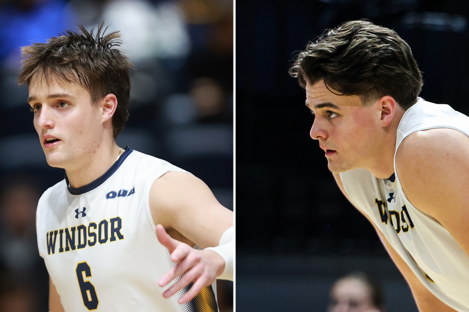 Noah and Darian Koskie on the volleyball court.